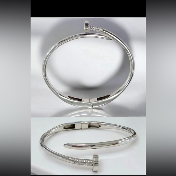 THESE ARE WELL MADESterling Silver Hinge Cr Wht Sapphire Hammer/ Nail Bangle